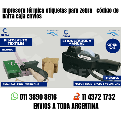 Impresora térmica etiquetas para zebra  código de barra caja envios